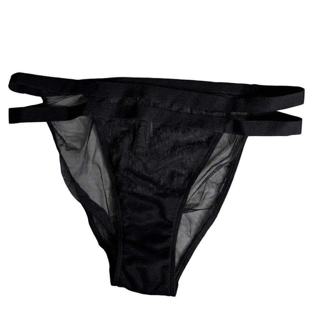 NWT Victoria's Secret Very Sexy Large String Bikini in Black Mesh Sheer NEW